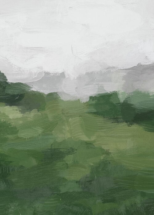 Green Greeting Card featuring the painting Green Mountain by Rachel Elise