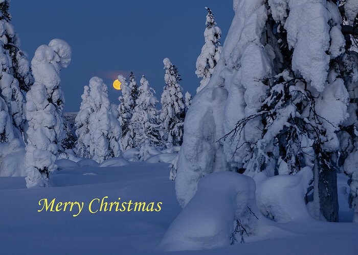Greeting Card Greeting Card featuring the photograph Greeting card - Moonrise - Merry Christmas by Thomas Kast