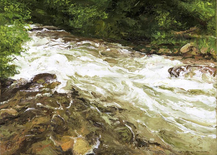 Grizzly Creek Greeting Card featuring the painting Grizzly Creek Spring Melt #6 by Hone Williams
