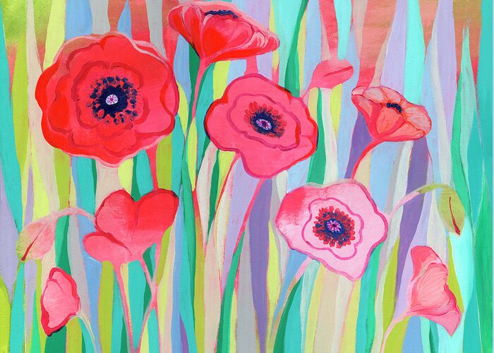 Poppy Greeting Card featuring the painting Groovy Poppies by Jennifer Lommers
