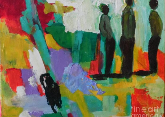 People Greeting Card featuring the painting Group by Ilona Halderman