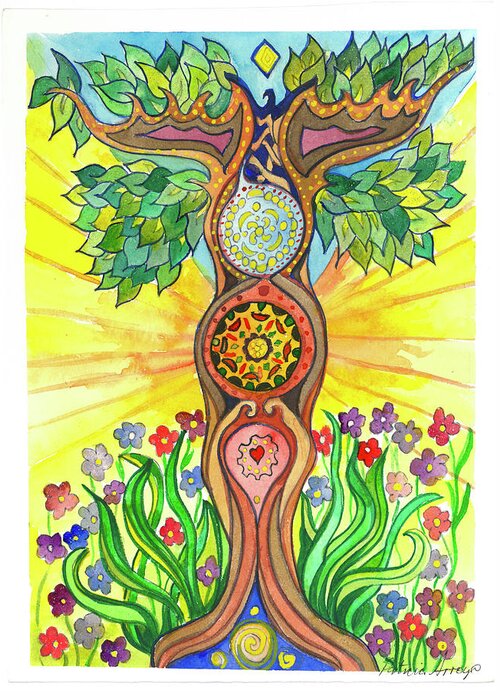 Mandala Greeting Card featuring the painting Growth by Patricia Arroyo