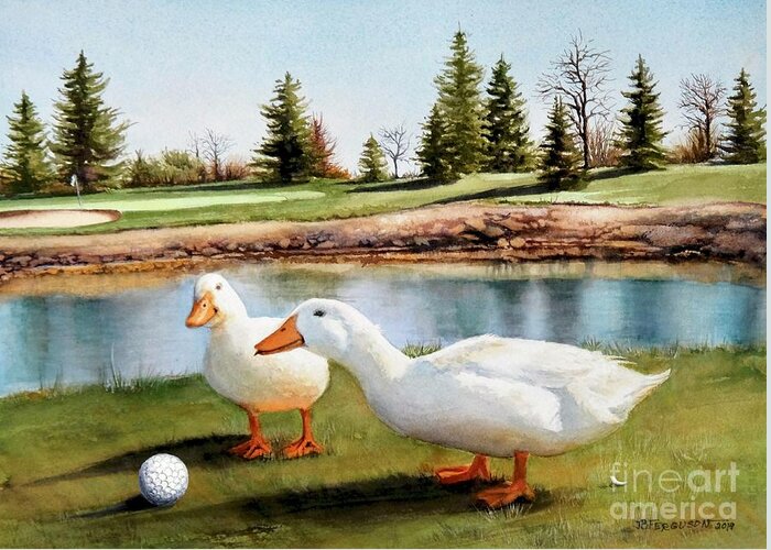 Ducks Greeting Card featuring the painting Keep Your Eye on The Ball by Jeanette Ferguson