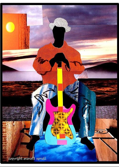 Everett Spruill Greeting Card featuring the painting Guitar Man by Everett Spruill