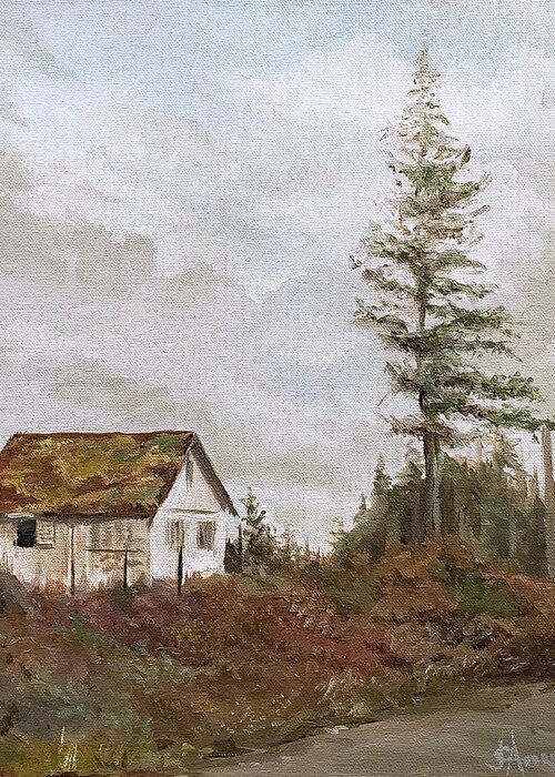 Old Shed Greeting Card featuring the painting Gunderson by James Andrews