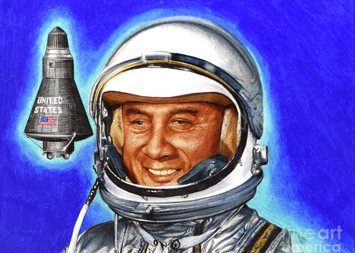 Paul And Chris Calle Greeting Card featuring the painting Gus Grissom - Liberty Bell 7 - 21 July 1961 by Paul and Chris Calle