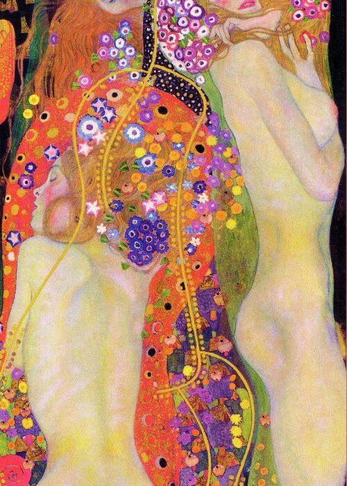 Aestheticism Greeting Card featuring the painting Gustav Klimt, Art Nouveau Women by Tony Rubino