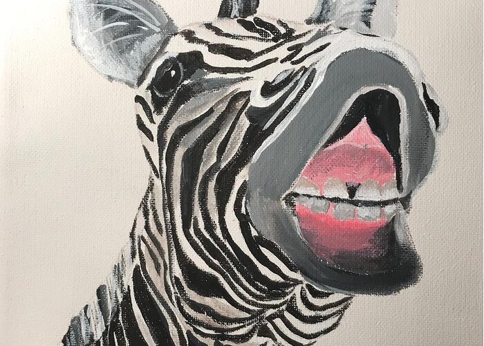 Pets Greeting Card featuring the painting Ha Ha Zebra by Kathie Camara