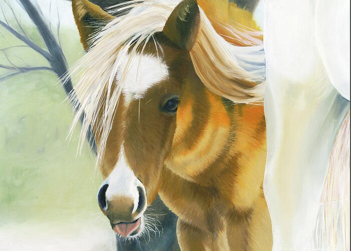 Cute Foal Greeting Card featuring the painting Hair-Do by Shannon Hastings