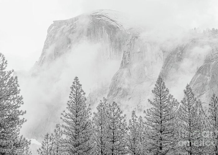 Yosemite Greeting Card featuring the photograph Half Dome Fogged In by Sharon Seaward