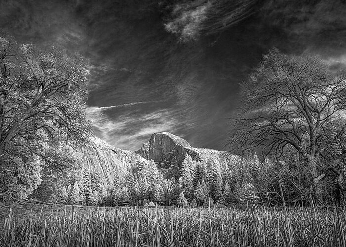 Landscape Greeting Card featuring the photograph Half Dome in Infrared by Romeo Victor