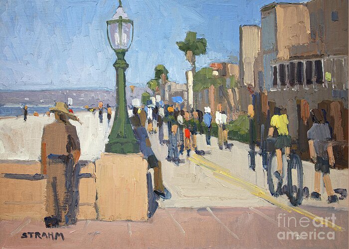 Hamels Greeting Card featuring the painting Hamel's on Mission Beach - San Diego, California by Paul Strahm