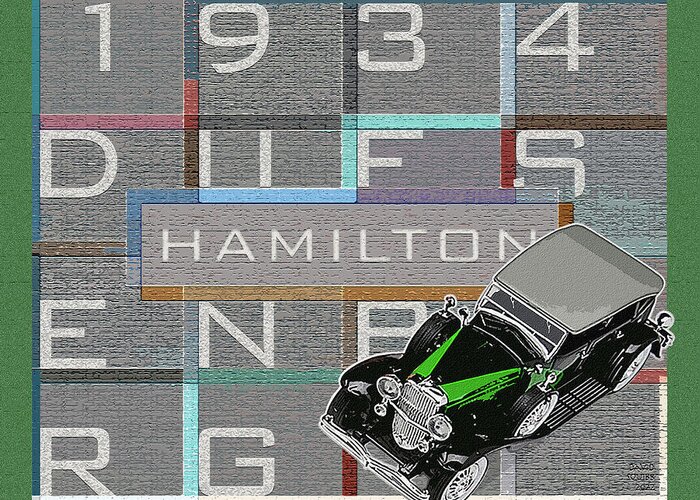 Hamilton Collection Greeting Card featuring the digital art Hamilton Collection / 1934 Duesenberg by David Squibb
