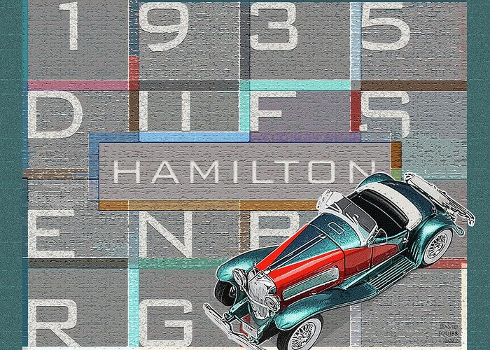 Hamilton Collection Greeting Card featuring the digital art Hamilton Collection / 1935 Duesenberg by David Squibb