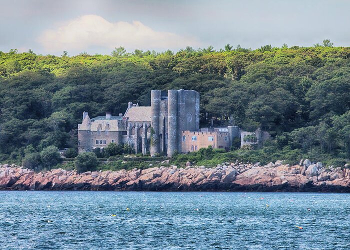 Gloucester Ma Greeting Card featuring the photograph Hammond Castle from the Ocean near Gloucester Massachusetts by Jeff Folger