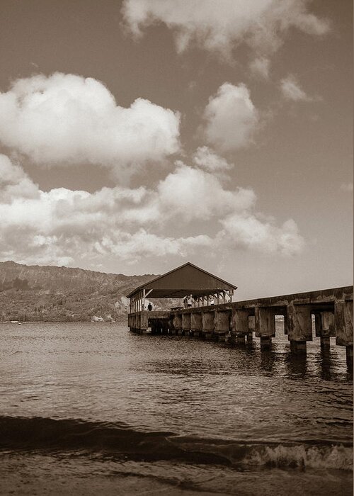 Hawaii Greeting Card featuring the photograph Hanalei Pier by David Whitaker Visuals