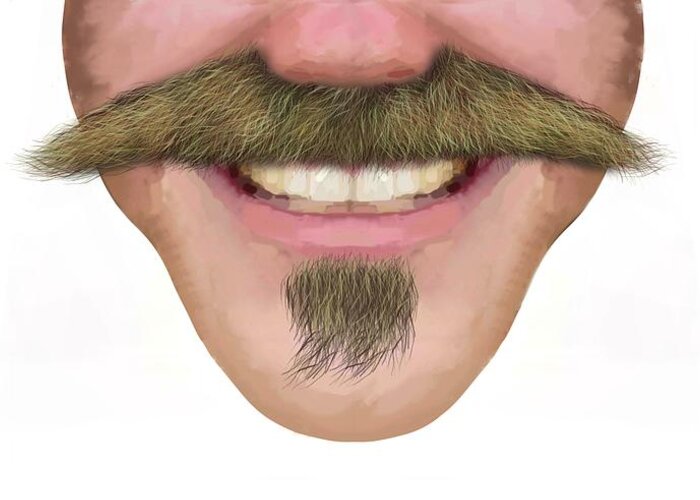Face Greeting Card featuring the drawing Handlebar Moustache Facial Hair Male Novelty Face Mask by Joan Stratton