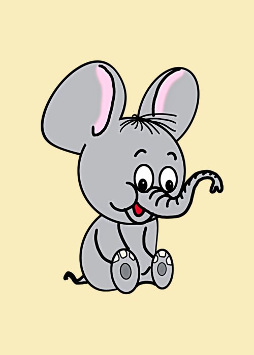 Happy Greeting Card featuring the digital art Happy Baby Elephant by John Haldane