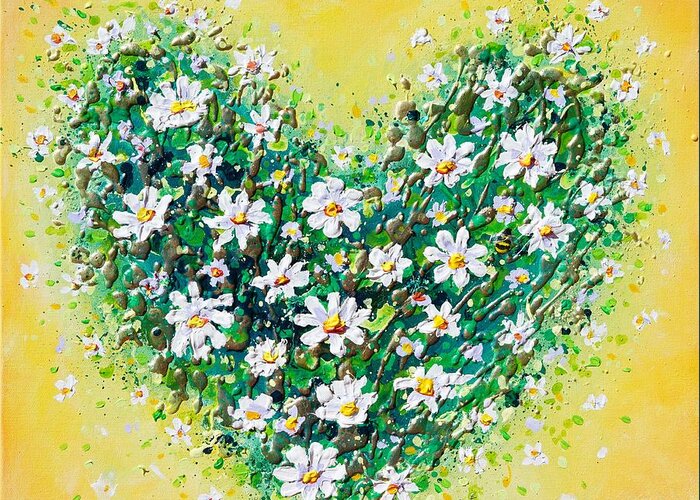 Heart Greeting Card featuring the painting Happy Daisy Heart by Amanda Dagg