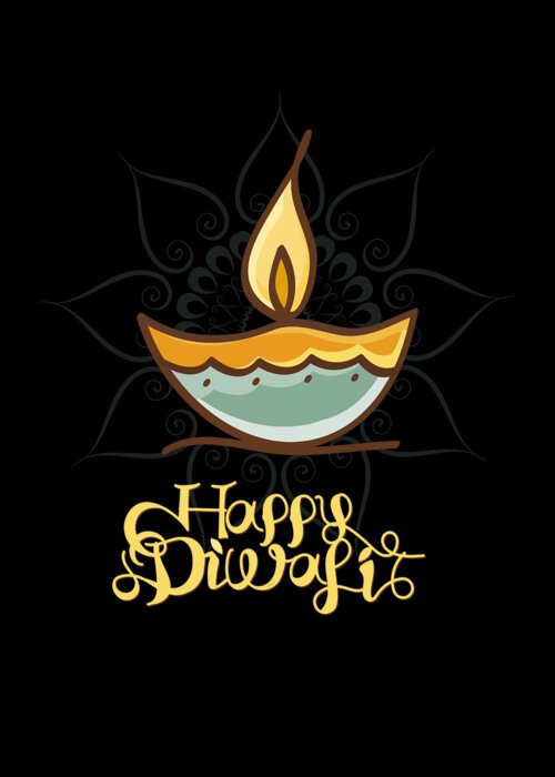 Cool Greeting Card featuring the digital art Happy Diwali T Shirt by Flippin Sweet Gear