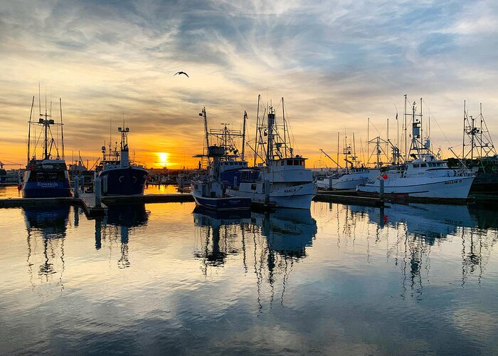 Sunset Greeting Card featuring the photograph Harbor Sunset by Brian Eberly