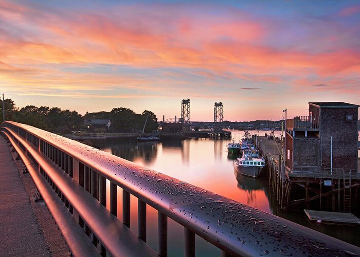 Portsmouth Greeting Card featuring the photograph Harbor Sunset by Eric Gendron