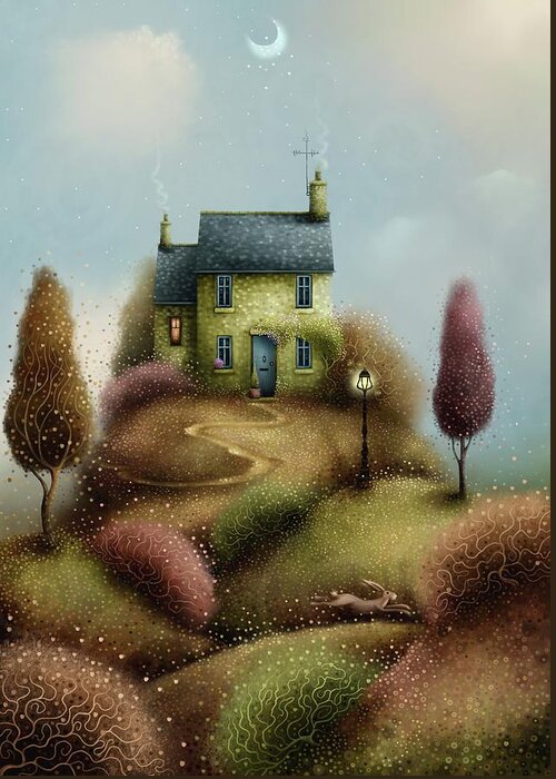 Landscape Greeting Card featuring the painting Hare Hill Cottage by Joe Gilronan