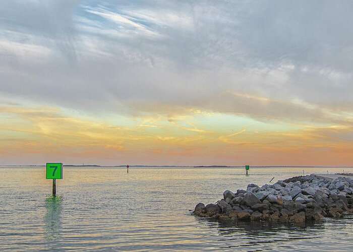 Harkers Island Greeting Card featuring the photograph Harkers Island Sunset Over Core Sound by Bob Decker