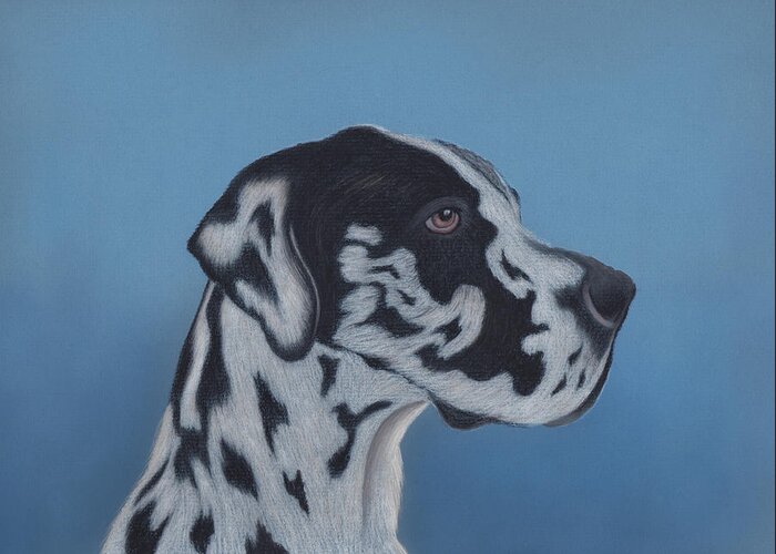 Dog Greeting Card featuring the pastel Harlequin Great Dane by Sesh Artwork