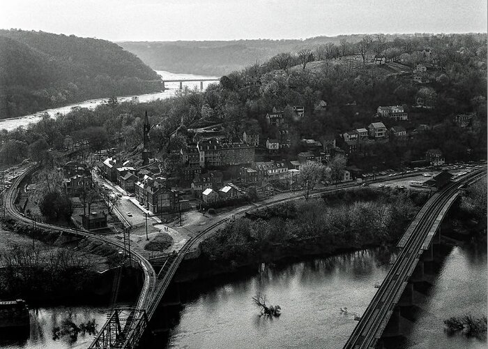 Harpers Ferry Greeting Card featuring the photograph Harpers Ferry from Maryland Heights c1973_01 by Greg Reed