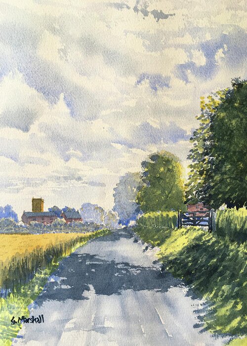 Watercolour Greeting Card featuring the painting Harpham from Out Gate by Glenn Marshall