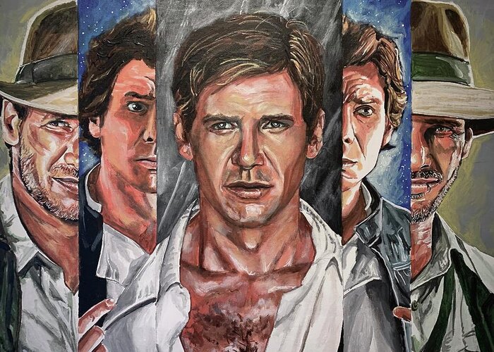 Harrison Ford Greeting Card featuring the painting Harrison Ford by Joel Tesch