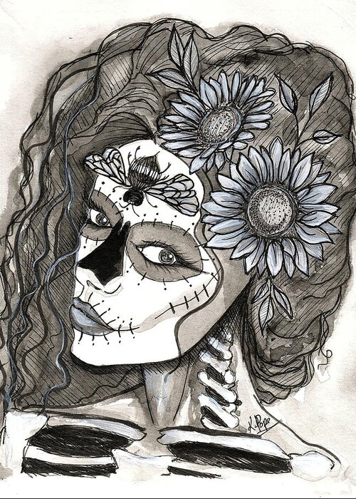 Sugar Skull Greeting Card featuring the painting Harvest of Life Sugar Skull by Kenneth Pope