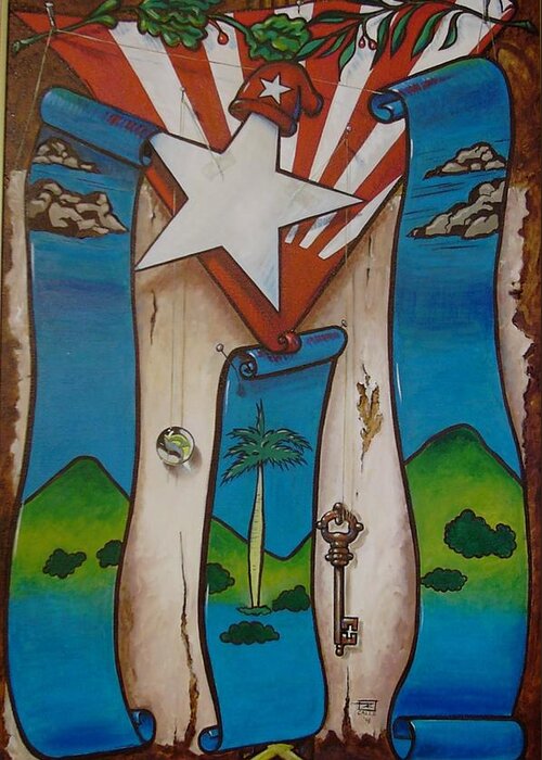 Cuba Greeting Card featuring the painting Hasta Cuando? by Roger Calle