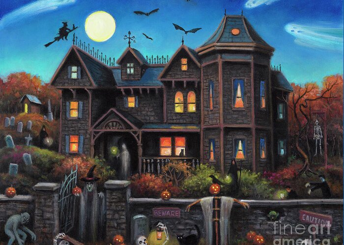 Haunted Mansion Greeting Card featuring the painting Haunted Mansion by John Zaccheo