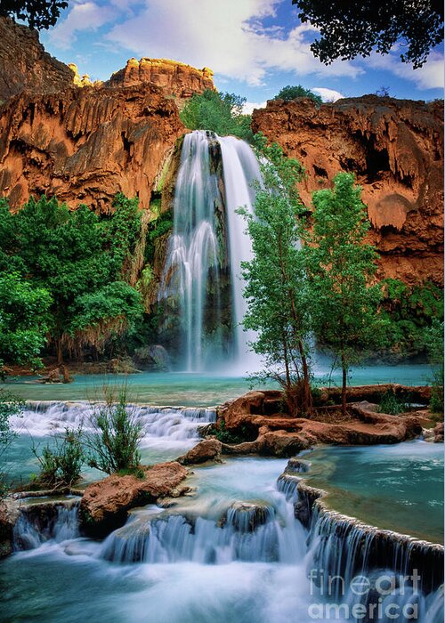 America Greeting Card featuring the photograph Havasu Cascades by Inge Johnsson