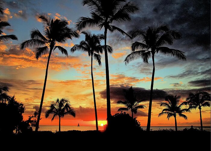 Hawaiian Greeting Card featuring the photograph Hawaiian Sunset by Scott Olsen
