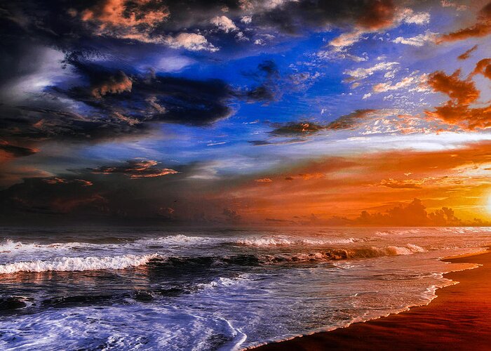 Hdr Greeting Card featuring the digital art HDR Sunset by Michael Damiani