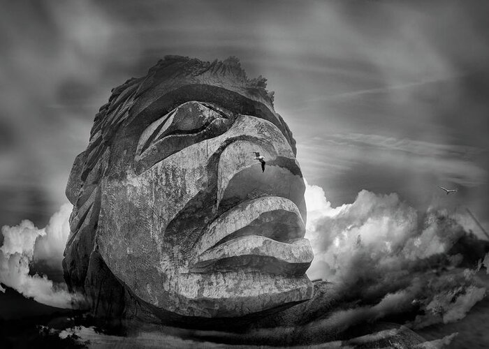 Head Greeting Card featuring the digital art Head in the Clouds by Kathy Paynter