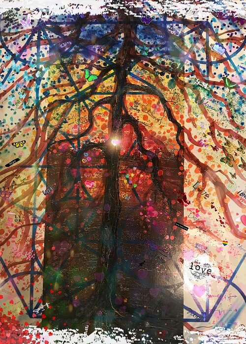 Reiki Greeting Card featuring the mixed media Healing Tree by Christine Paris