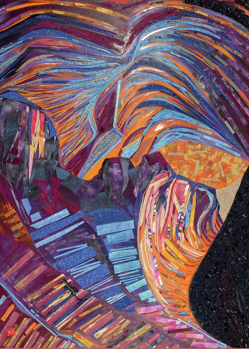 Antelope Canyon Greeting Card featuring the mixed media Heart of the Canyon by Kim Sowa