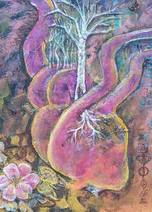 Heart Greeting Card featuring the painting Hearts New Tree of Life by Feather Redfox