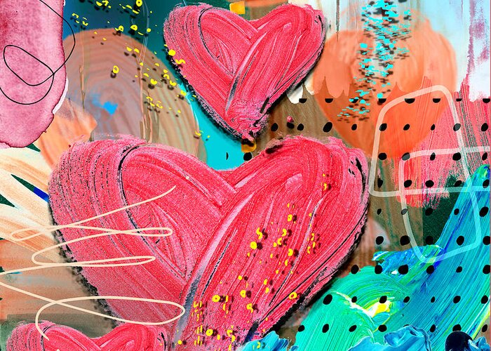Heart Greeting Card featuring the digital art Hearts Rising by Tina Mitchell