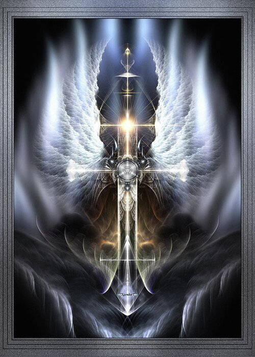 Heaven Greeting Card featuring the digital art Heavenly Angel Wings Cross by Rolando Burbon