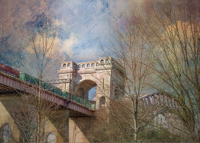 Hell Gate Bridge Greeting Card featuring the photograph Hell Gate Bridge in Pastels by Cate Franklyn