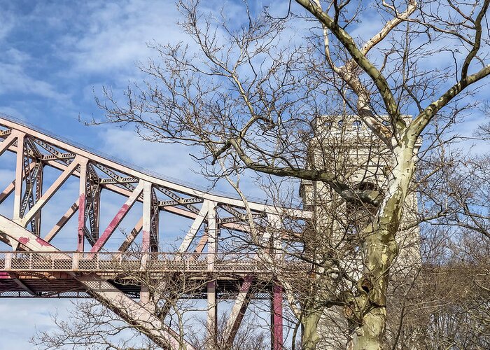 Astoria Park Greeting Card featuring the photograph Hell Gate Tower by Cate Franklyn