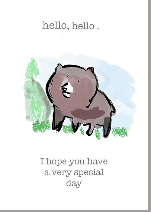 Hi Greeting Card featuring the digital art Hello Bear by Ashley Rice