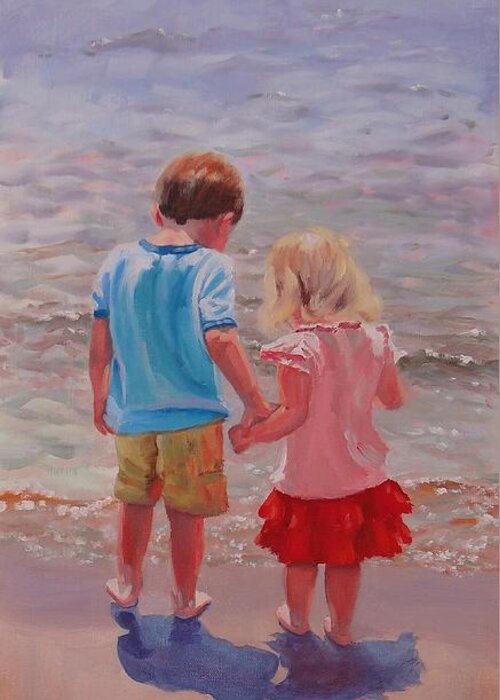Oil Painting Greeting Card featuring the painting Helping Hand by Laura Lee Zanghetti