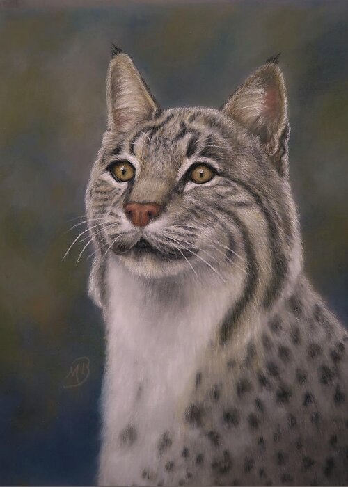 Bobcat Greeting Card featuring the painting Here Kitty, Kitty by Monica Burnette