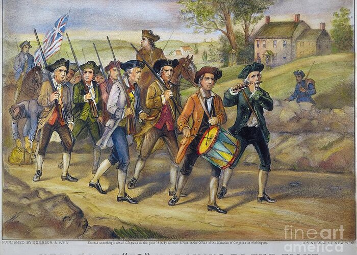 1775 Greeting Card featuring the painting Heroes Of 1776 by Granger